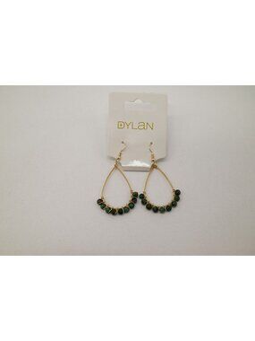 NWT Dylan Jewelry Missy Earrings African Turquoise Gold Tone Dangle Drop Bead